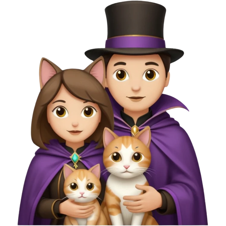 magician couple and their pet cat emoji