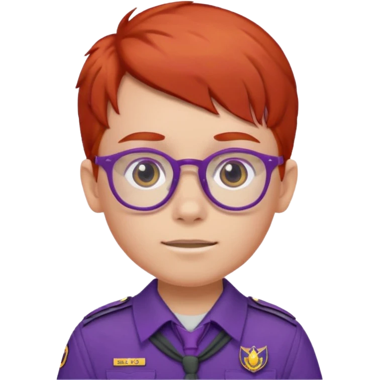 red haired scout kid with purple uniform and glassess emoji