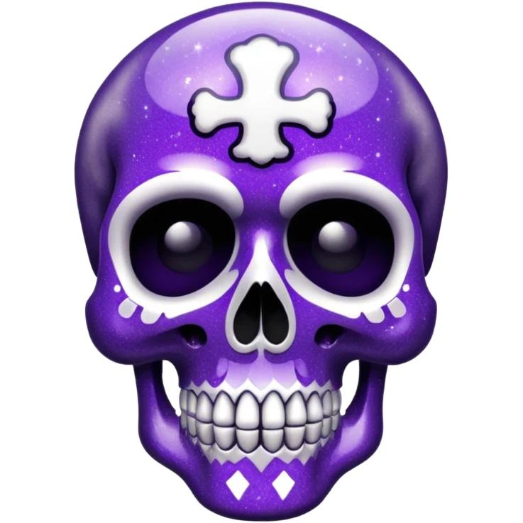 Glitter Purple and White Skull emoji