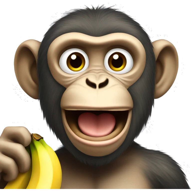 monkey esting banana enjoying it emoji