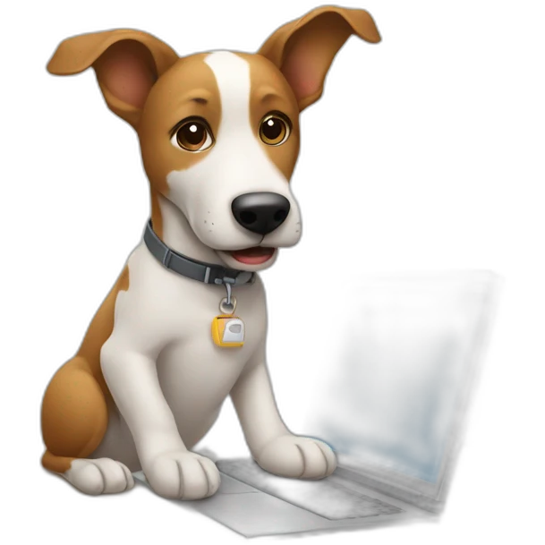 dog using a computer emoji