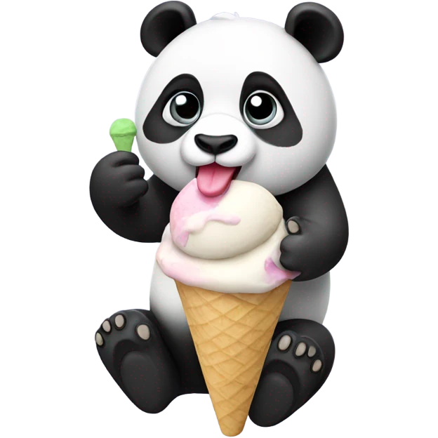 Panda eating ice cream emoji