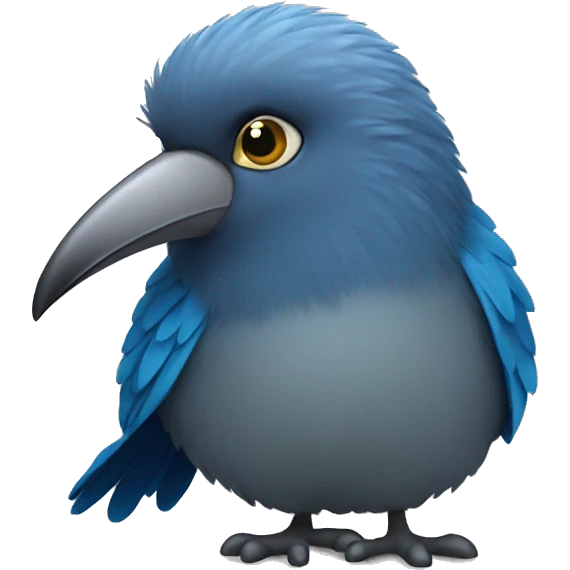 blue kiwi bird with grey beak wearing a black jacket emoji