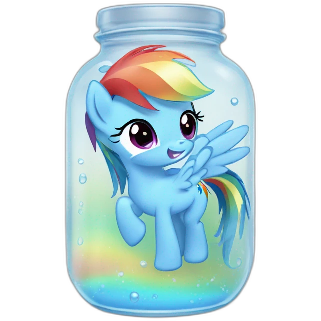 Rainbow dash in jar with with water emoji