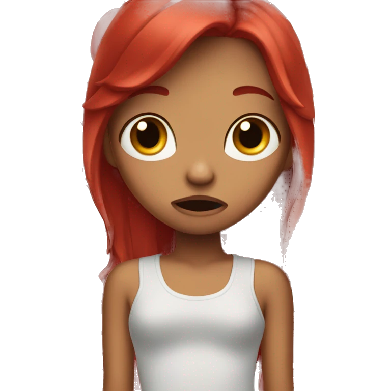 Cherry red hair girl crying emoji