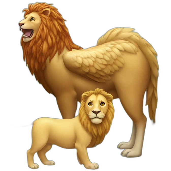 Hen and lion emoji