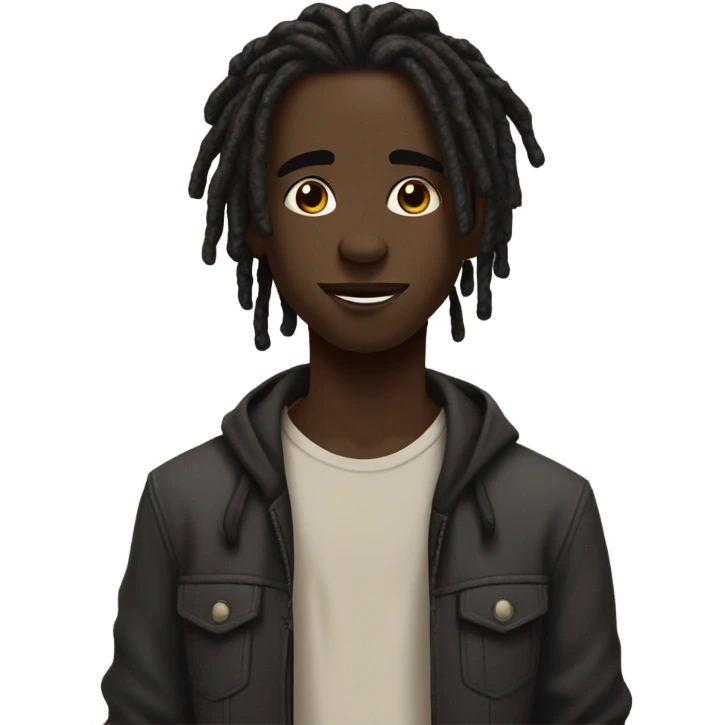 dark skin boy with dread locs and tattoos  emoji