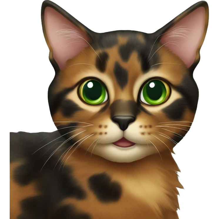 Tortoiseshell cat with green eyes emoji