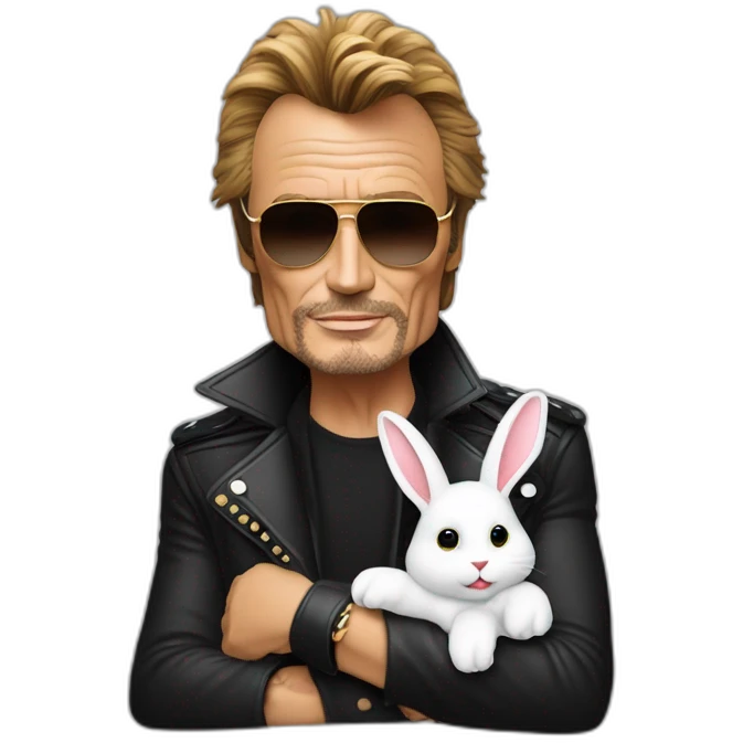 johnny hallyday avec un lapin emoji