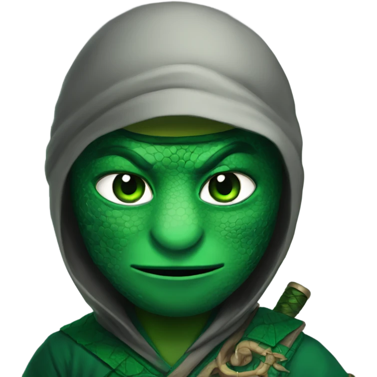 Lizard ninja with emerald eyes emoji