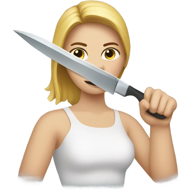 Woman cutting neck emoji