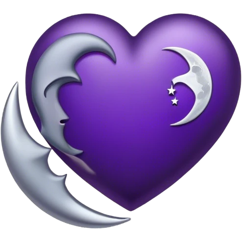 dark purple heart with moon inside it￼ emoji