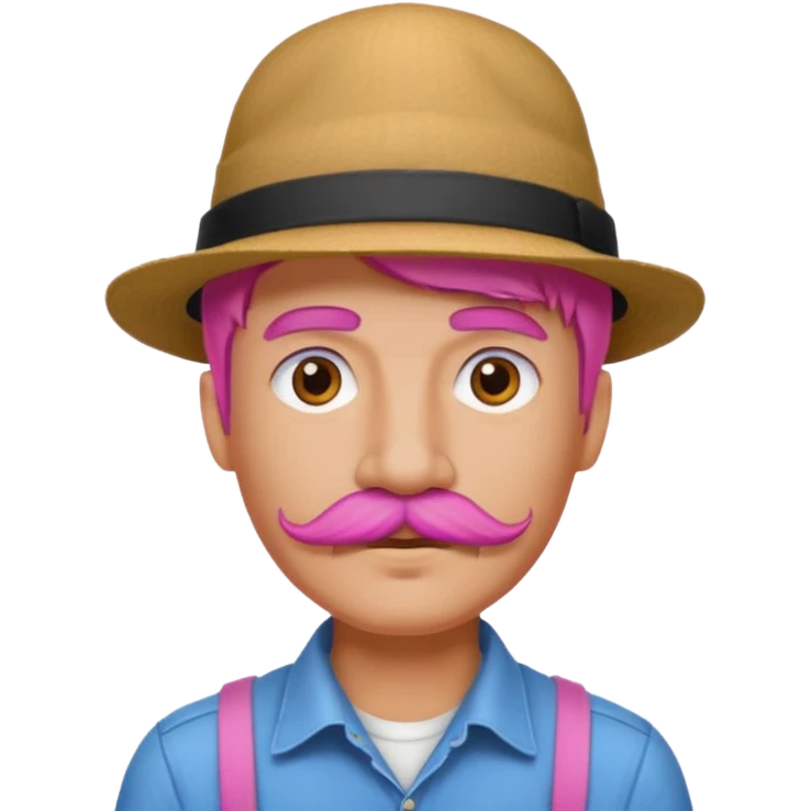 pink-haired mustache man with hat emoji