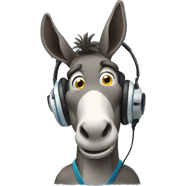 Confused donkey wearing a headset emoji