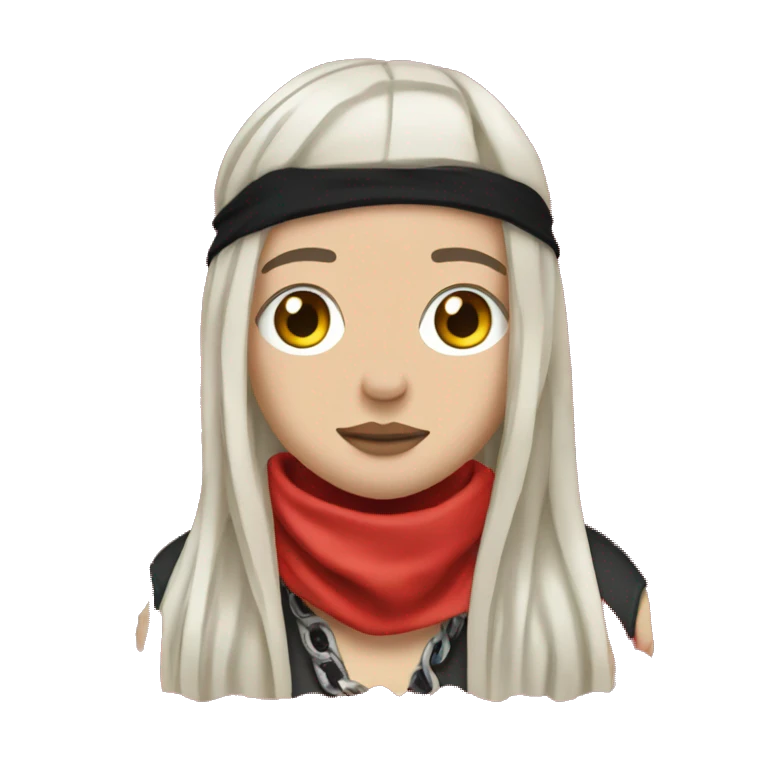 Billie Eilish wearing a red bandana. emoji