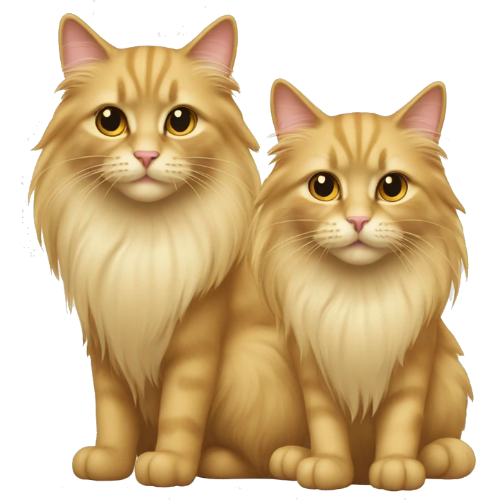 Two longhair cats, one is golden, one is creamy emoji