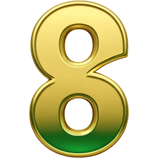 number 6 in golden and green shadows emoji