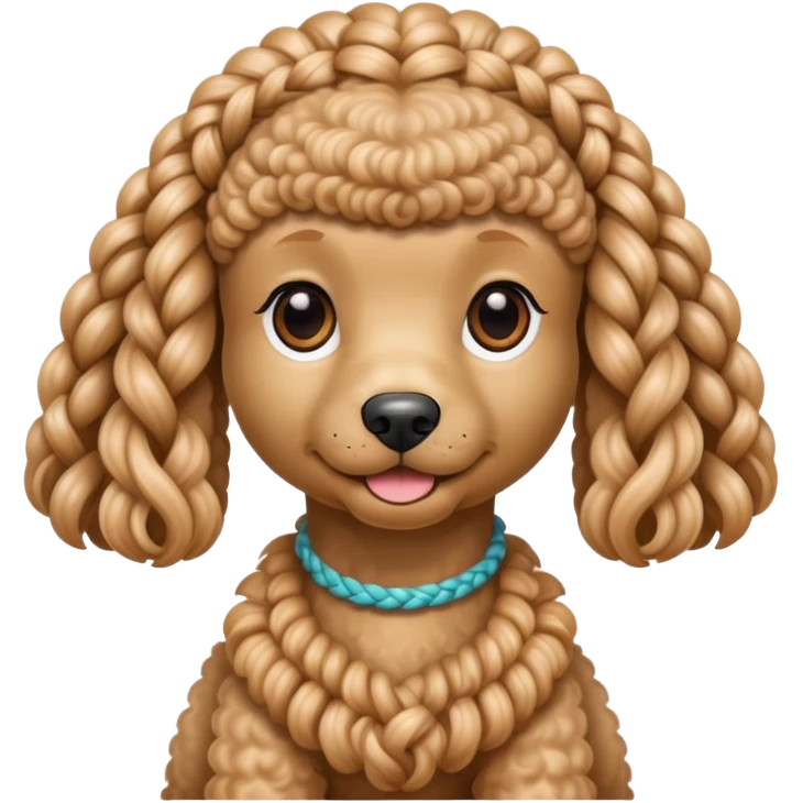 Miniature poodle with braids on its head emoji
