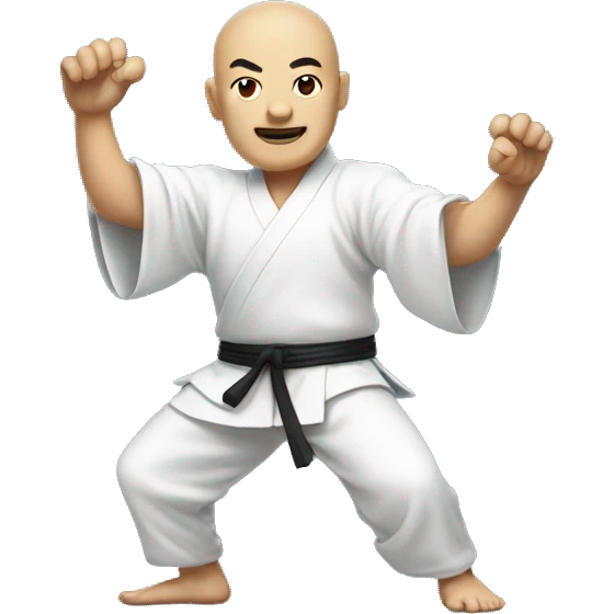 Kung Fu master stands with legs closed, Chinese greeting emoji