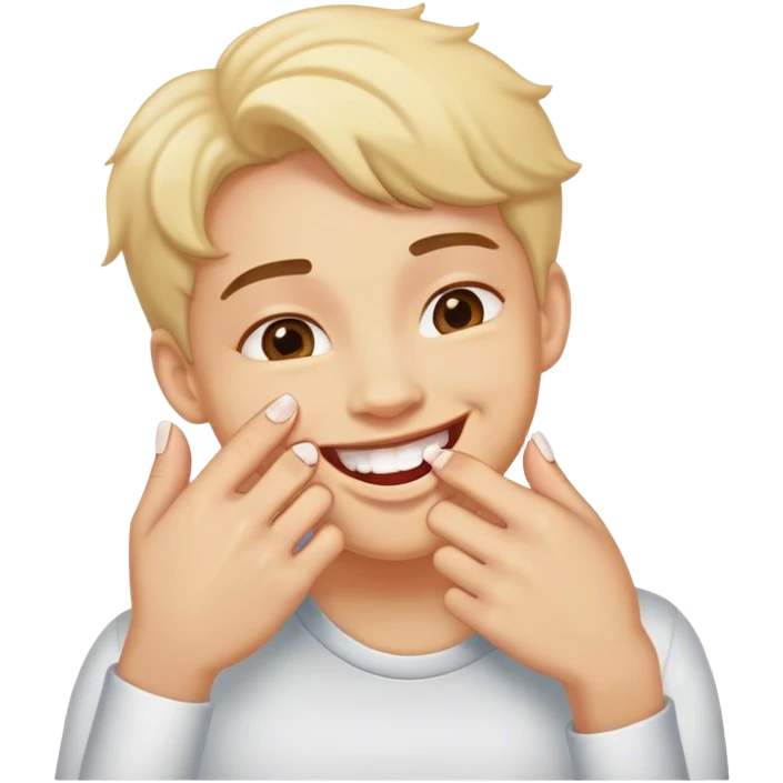 tehe biting nail, smiling  emoji