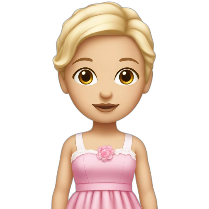 white newborn in a dress with a barbie logo emoji