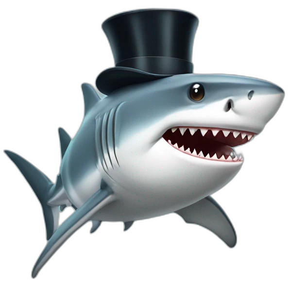 Shark with a top hat emoji