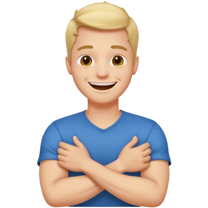 arms crossed holding neck laughing guy emoji