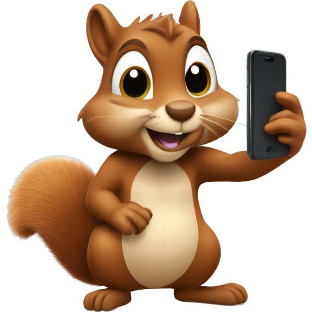 squirrel holding an acorn and a phone taking a selfie  emoji