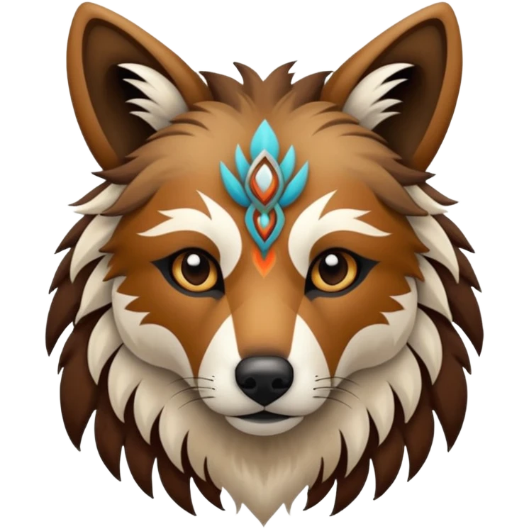 Shamanic Tribal Colorful Patterned Marked Wild Feral Natural Realistic Canine  emoji
