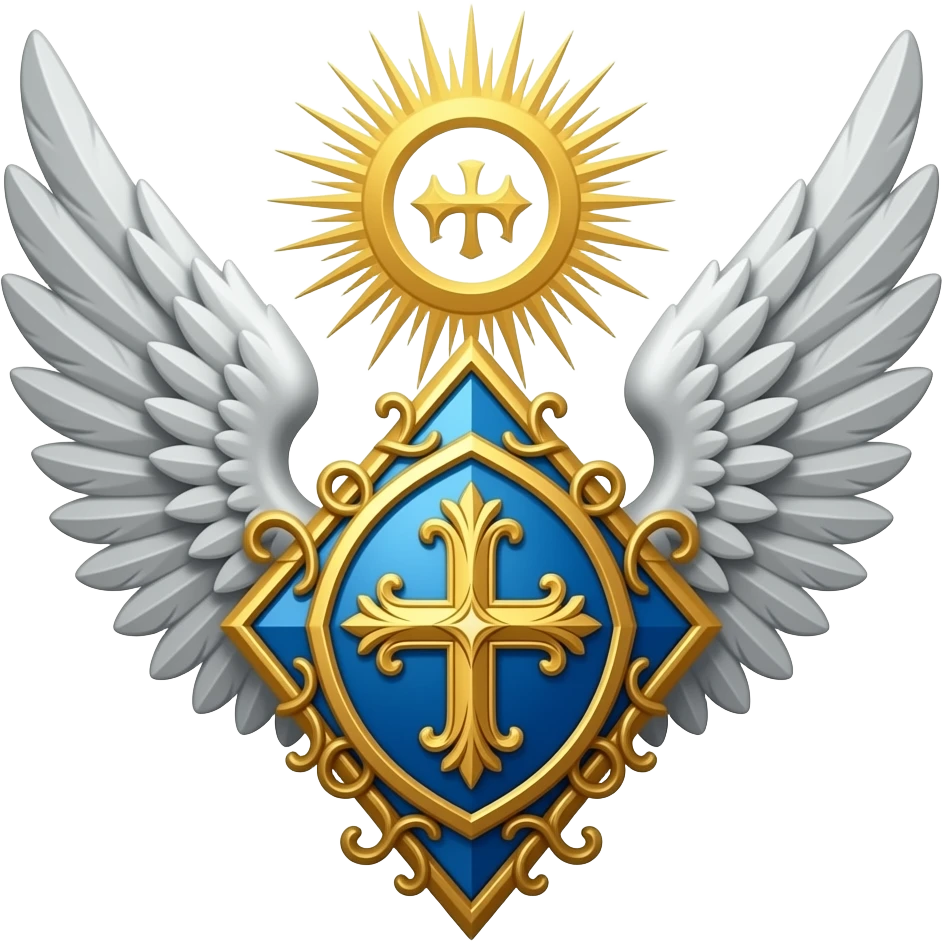 saint emblem with diamond wings emoji