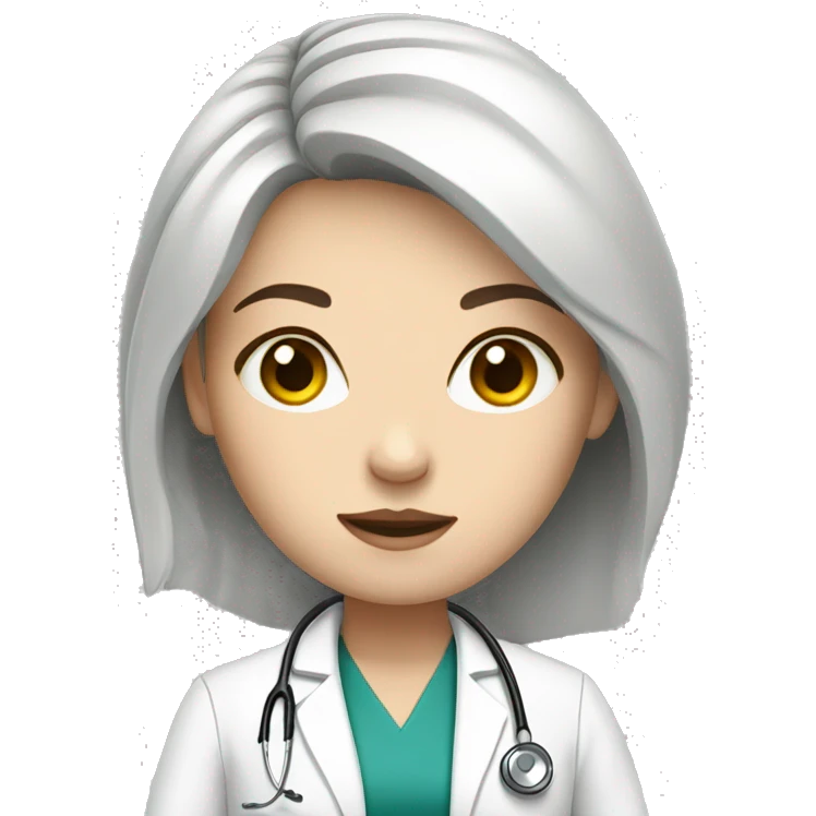 White girl doctor with black small hairs emoji