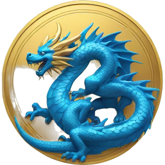 golden coin with a blue dragon emoji