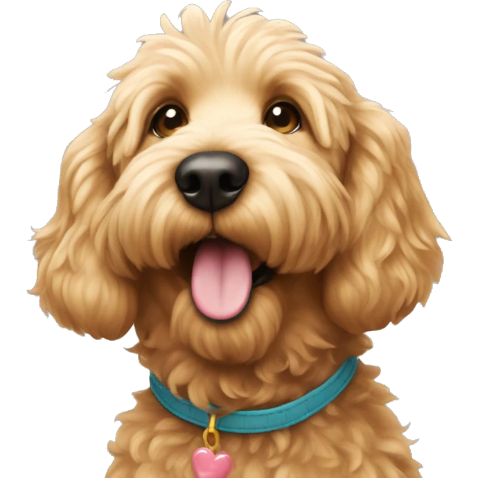 golden doodle dog blowing a kiss  emoji