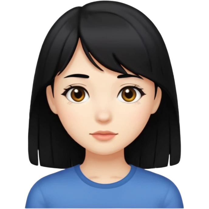 girl with black hair and side bangs emoji