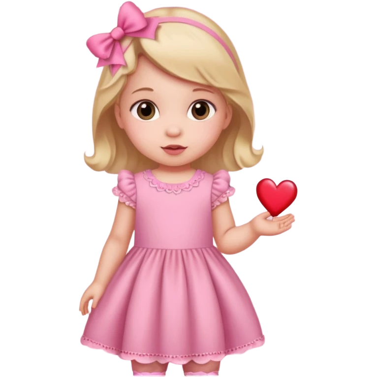 baby girl with valentines day decor emoji
