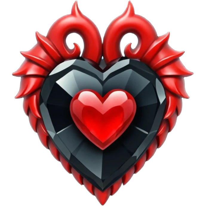 realistic gothic heart with black crystal cluster emoji
