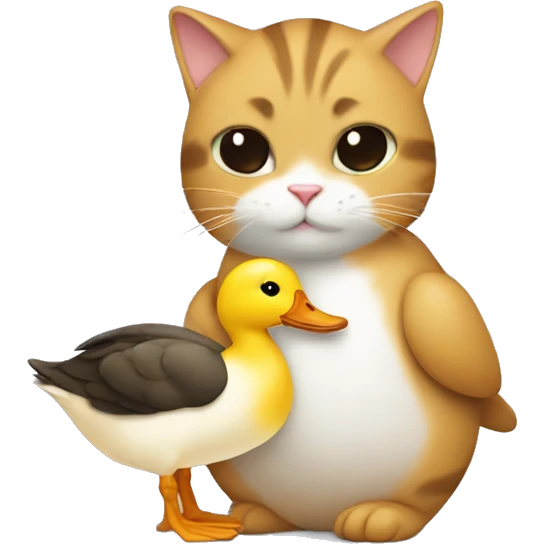 cat hugging duck emoji
