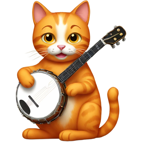 Orange cat playing the banjo emoji