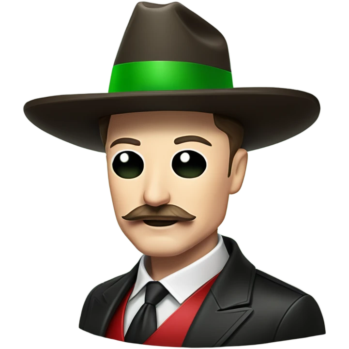  Elon musk eloncho with big mustache and black sombrero mexican hat and Tesla logo red green white Mexican shirt Tesla symbol token emoji
