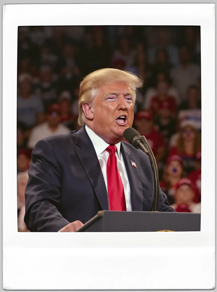 Donald Trump speaking at a rally emoji