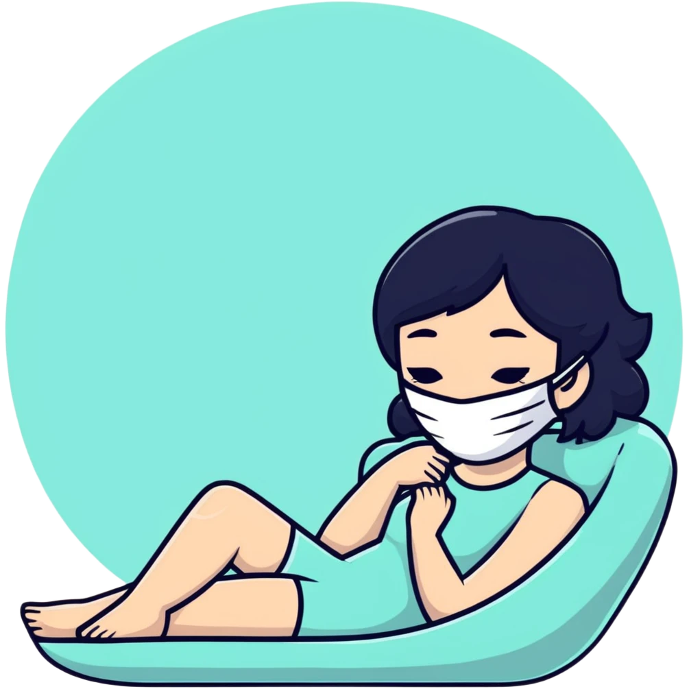 white girl with black hair doing self care, spa day, relaxing with face mask emoji