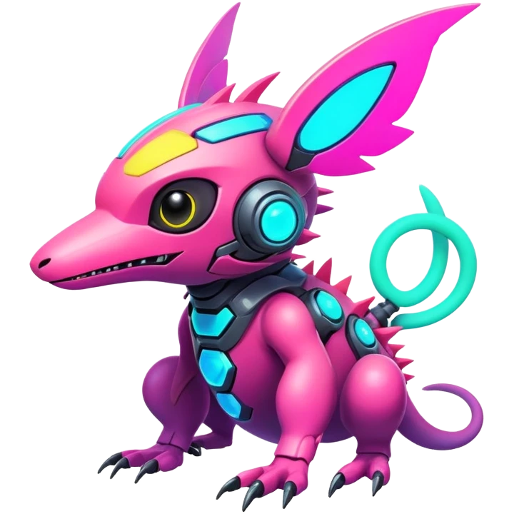  exotic futuristic lush cozy warm-colored colorful neon-colored cyber-Fakémon-Digimon-Trico-creature emoji