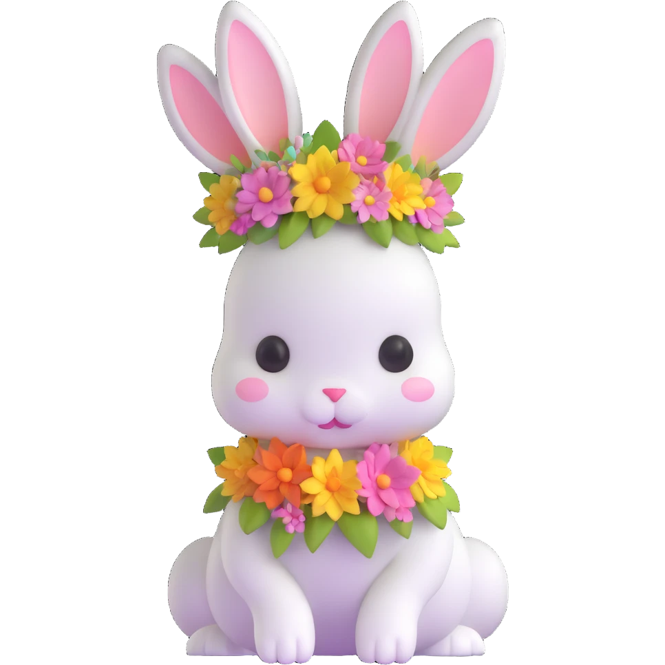 adorable bunny wearing a dress and floral crown emoji