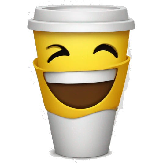 Smiley face emoji with teardeop and with cup a coffee emoji