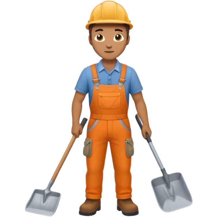 Landscaping company worker, shoveling, full body emoji