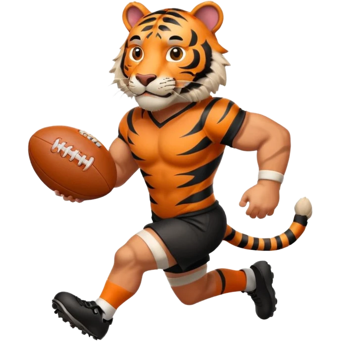 A tiger playing rugby emoji