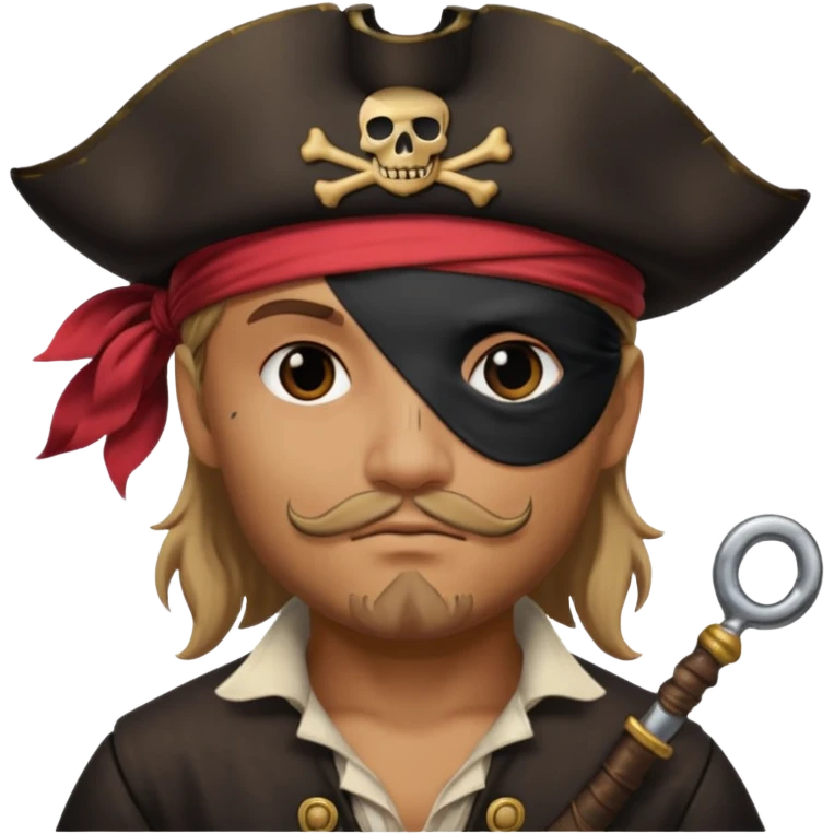 pirate with black eyepatch covering one eye and with only one ye emoji
