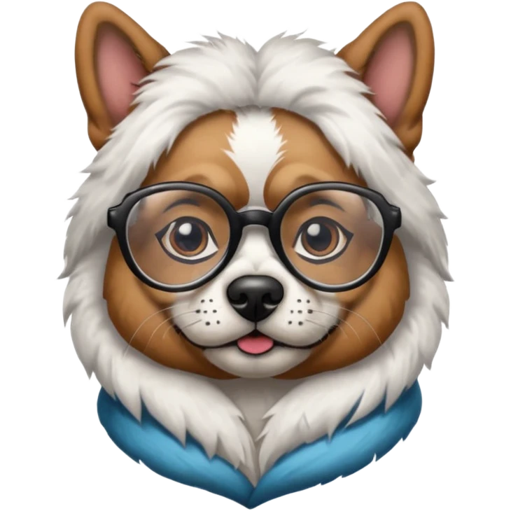 tattooed dog with heavy face tattooes and glassess, white emoji