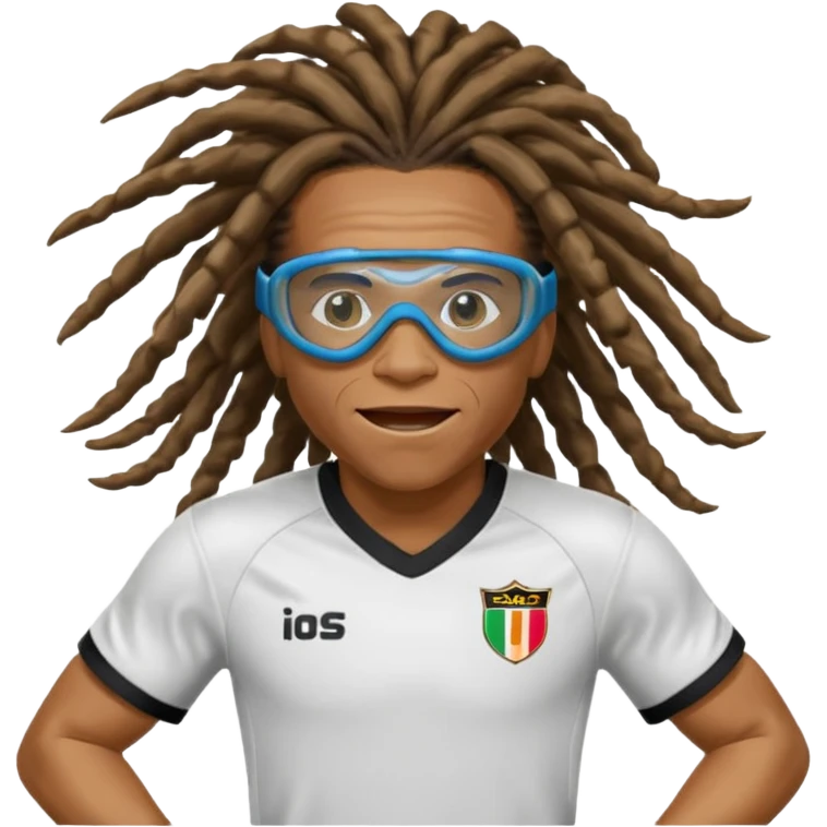 footballer Edgar Davids with signature dreadlocks and sports goggles, energetic expression emoji