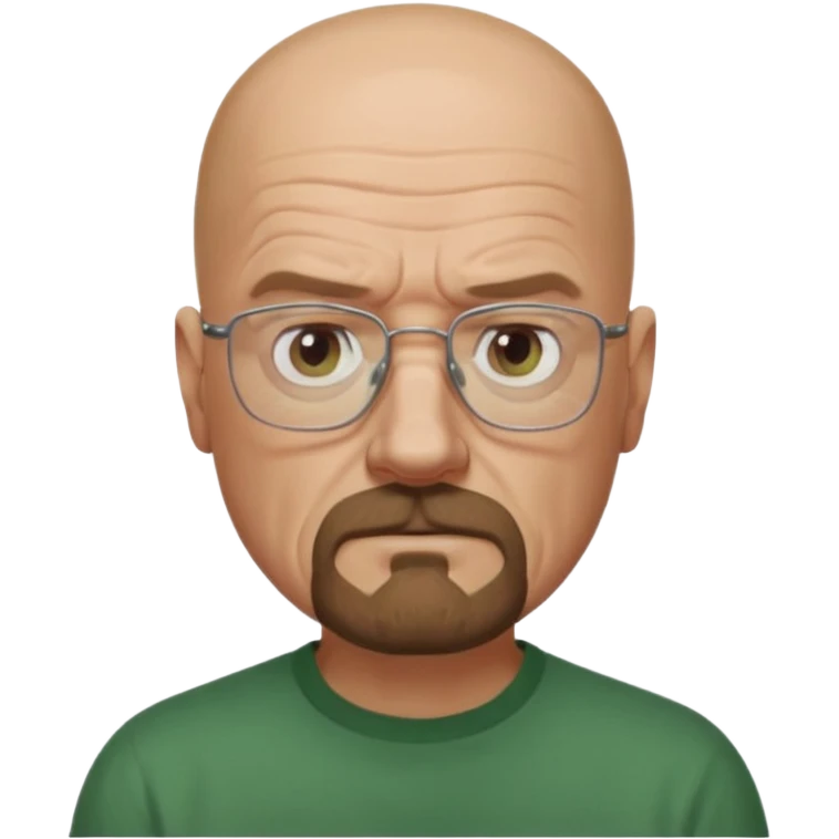 Draw Walter White in glasses, bald head, goatee beard, green shirt & serious expression. emoji